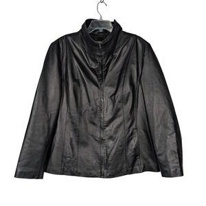 XL Vintage 2000s East 5th Genuine Leather Black Jacket Womens Classic Moto Style